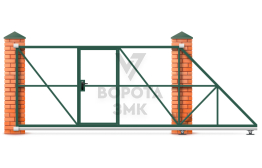 Откатные ворота с калиткой 2000×2100 ЗМК-7644